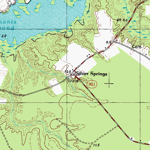 Topographic Map of Silver Springs, NC