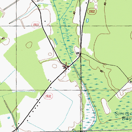 Topographic Map of Simmons Bay, NC