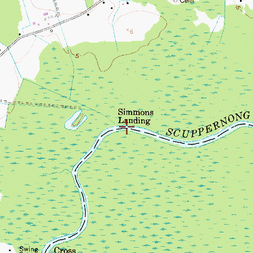 Topographic Map of Simmons Landing, NC