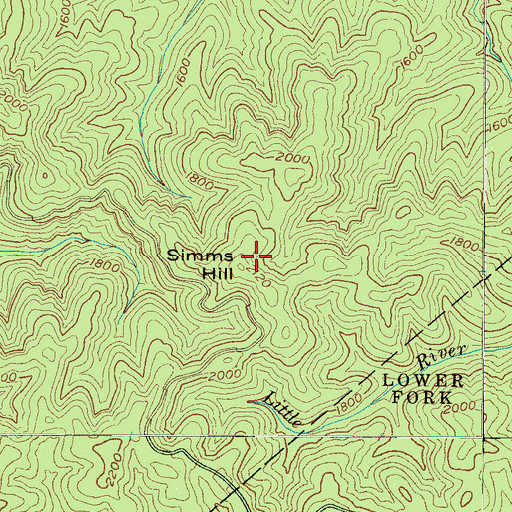 Topographic Map of Simms Hill, NC