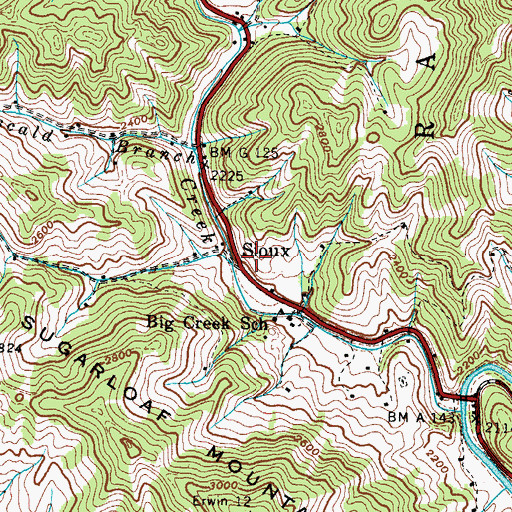 Topographic Map of Sioux, NC