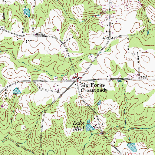 Topographic Map of Six Forks Crossroads, NC