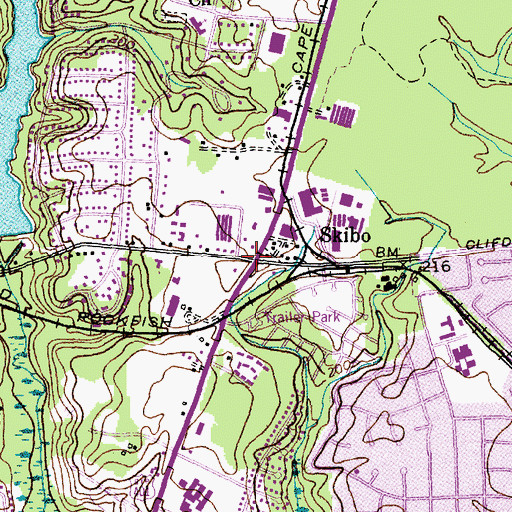 Topographic Map of Skibo, NC