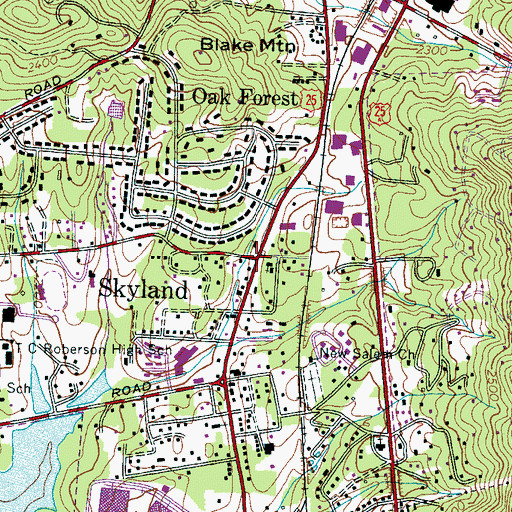 Topographic Map of Skyland, NC