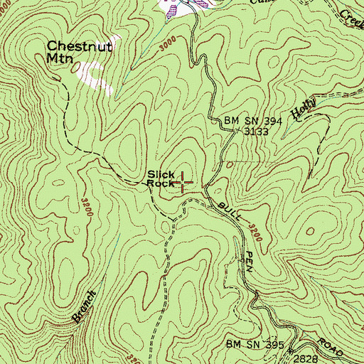 Topographic Map of Slick Rock, NC