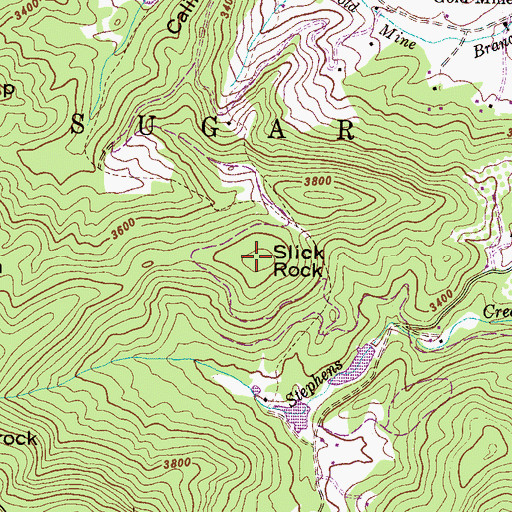 Topographic Map of Slick Rock, NC