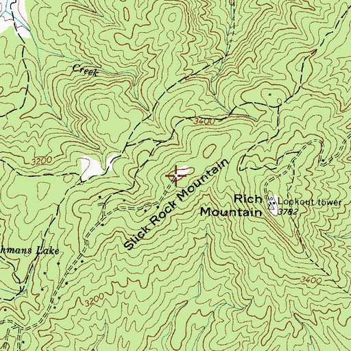 Topographic Map of Slick Rock Mountain, NC