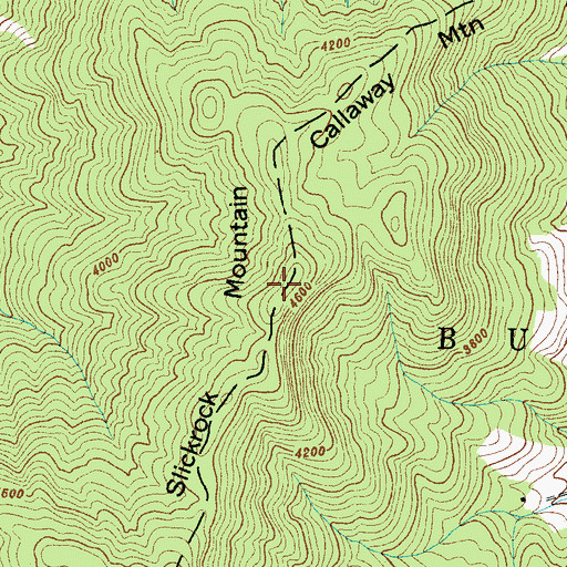 Topographic Map of Slickrock Mountain, NC