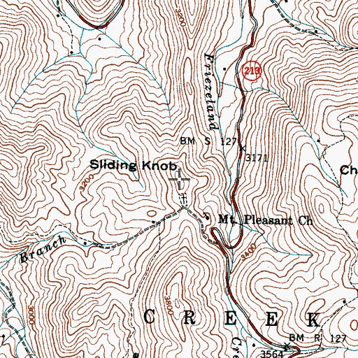 Topographic Map of Sliding Knob, NC