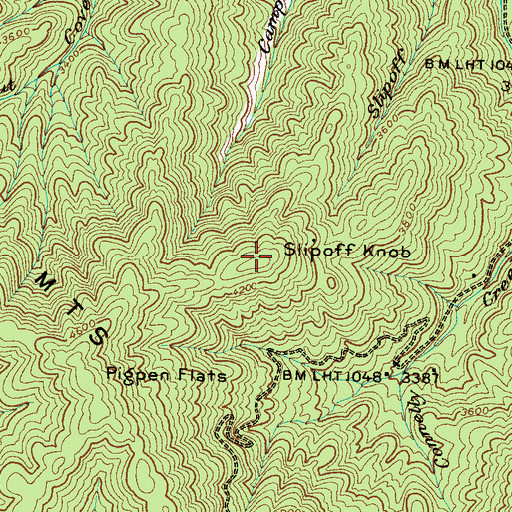 Topographic Map of Slipoff Knob, NC
