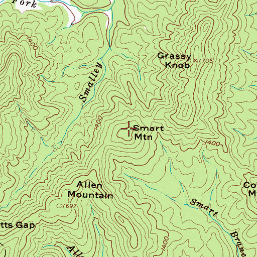 Topographic Map of Smart Mountain, NC