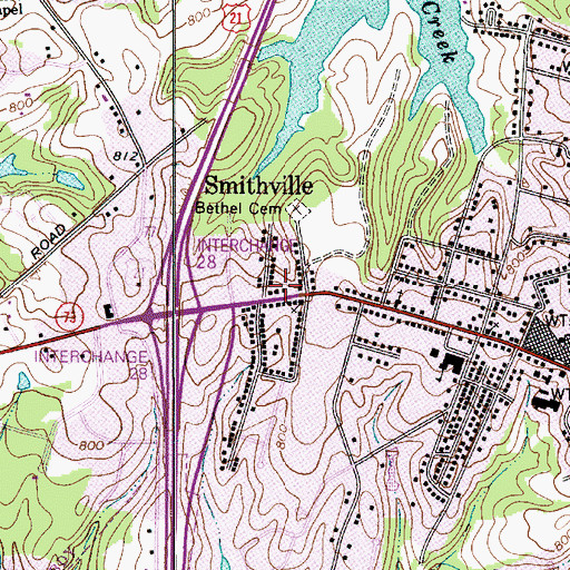 Topographic Map of Smithville, NC