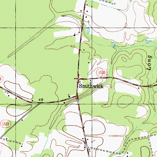 Topographic Map of Smithwick, NC