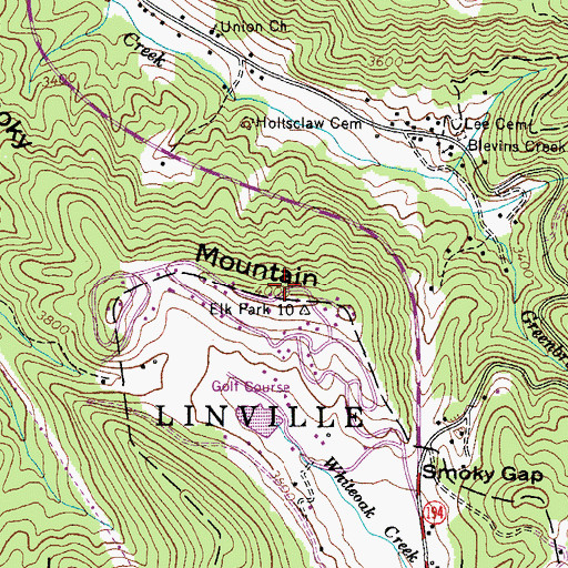Topographic Map of Smoky Mountain, NC