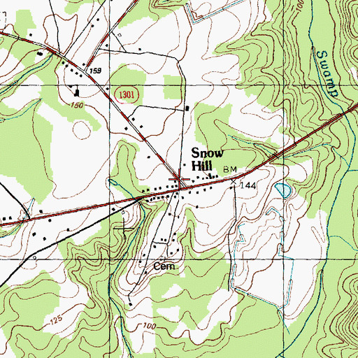 Topographic Map of Snow Hill, NC