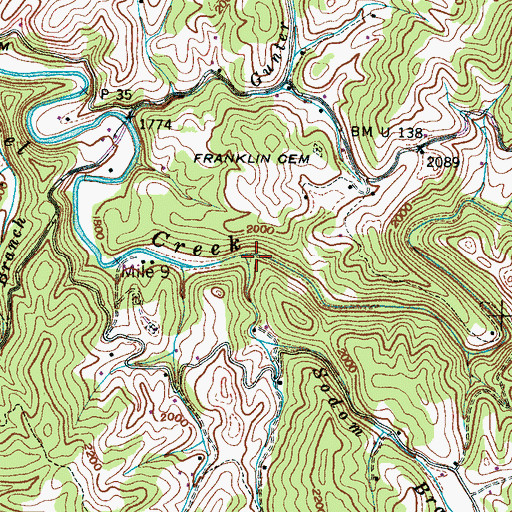 Topographic Map of Sodom Branch, NC