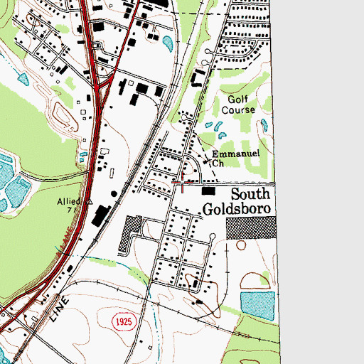 Topographic Map of South Goldsboro, NC