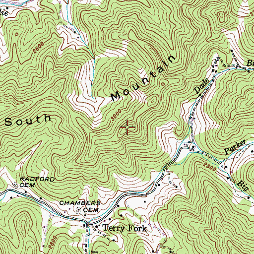 Topographic Map of South Mountain, NC
