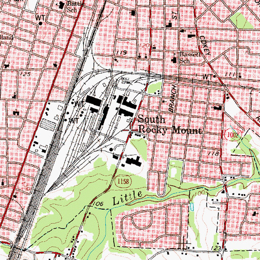 Topographic Map of South Rocky Mount, NC