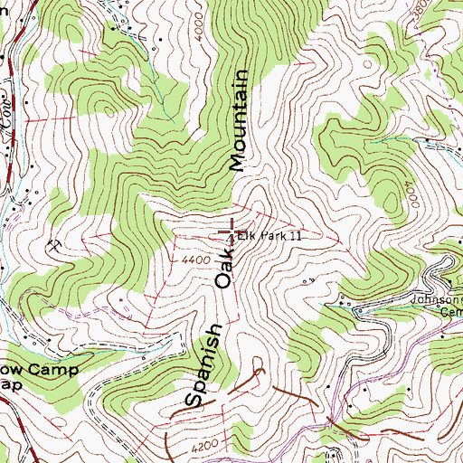 Topographic Map of Spanish Oak Mountain, NC