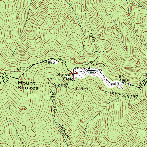Topographic Map of Spence Field, TN