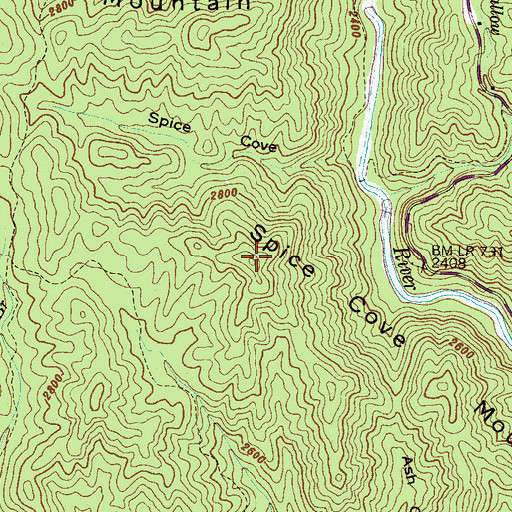 Topographic Map of Spice Cove Mountain, NC