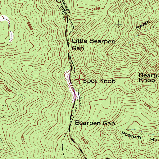 Topographic Map of Spot Knob, NC