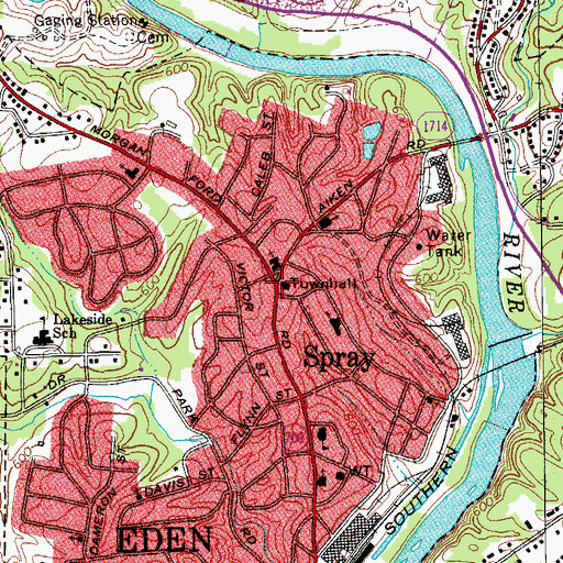 Topographic Map of Spray (historical), NC