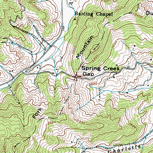 Topographic Map of Spring Creek Gap, NC