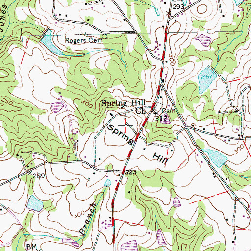 Topographic Map of Spring Hill, NC