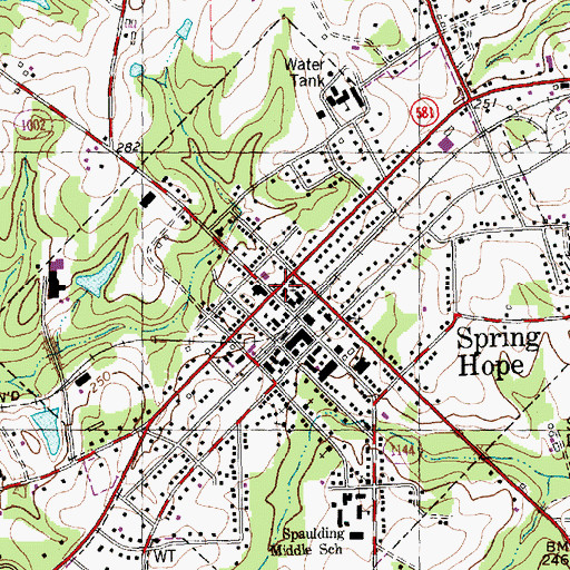 Topographic Map of Spring Hope, NC
