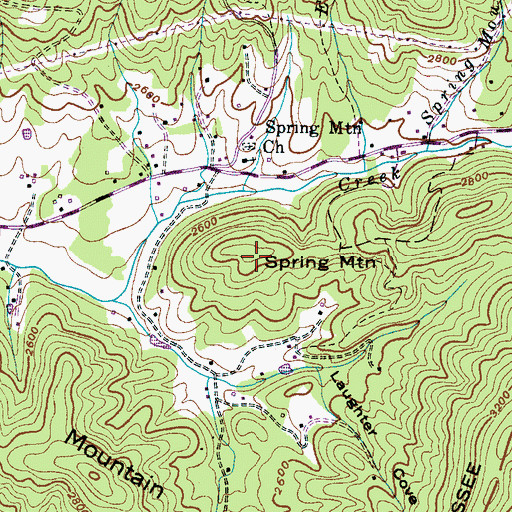 Topographic Map of Spring Mountain, NC