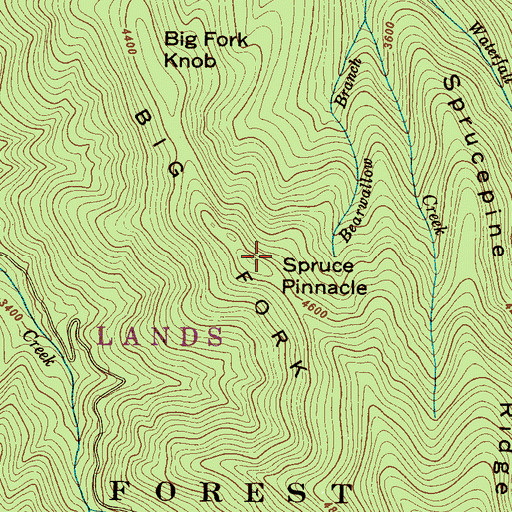 Topographic Map of Spruce Pinnacle, NC