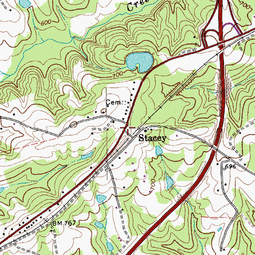 Topographic Map of Stacey, NC