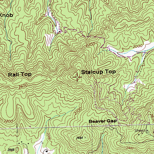 Topographic Map of Stalcup Top, NC