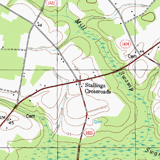 Topographic Map of Stallings Crossroads, NC