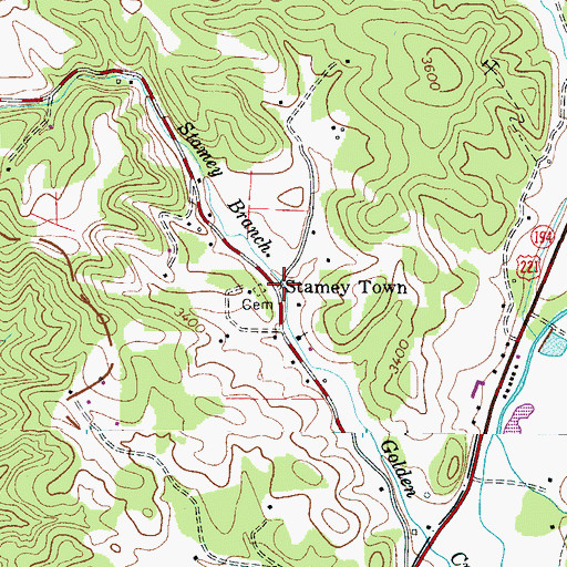 Topographic Map of Stamey Town, NC