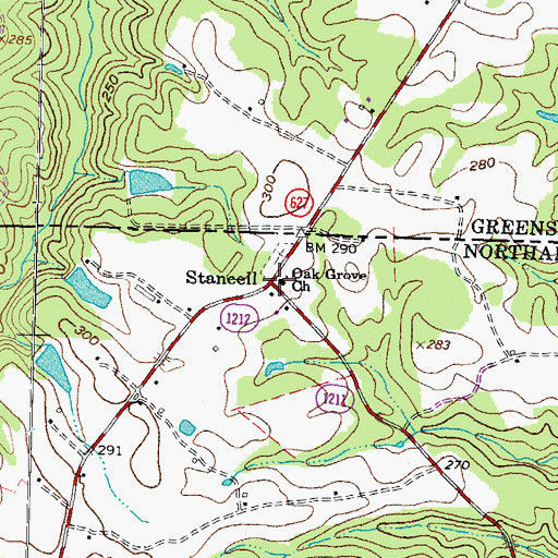 Topographic Map of Stancell, NC