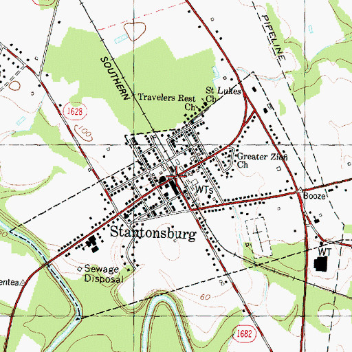 Topographic Map of Stantonsburg, NC
