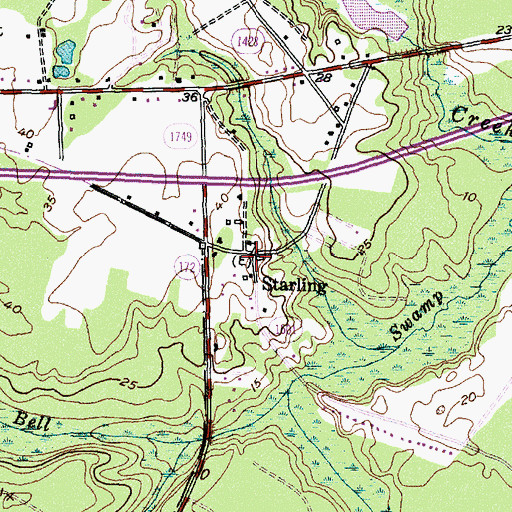 Topographic Map of Starling, NC