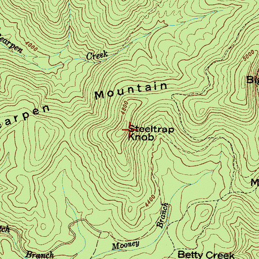 Topographic Map of Steeltrap Knob, NC