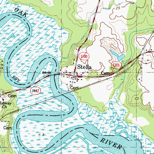 Topographic Map of Stella, NC