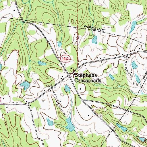 Topographic Map of Stephens Crossroads, NC