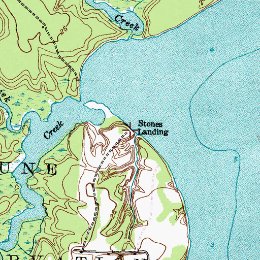 Topographic Map of Stones Landing, NC