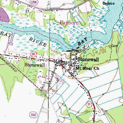 Topographic Map of Stonewall, NC