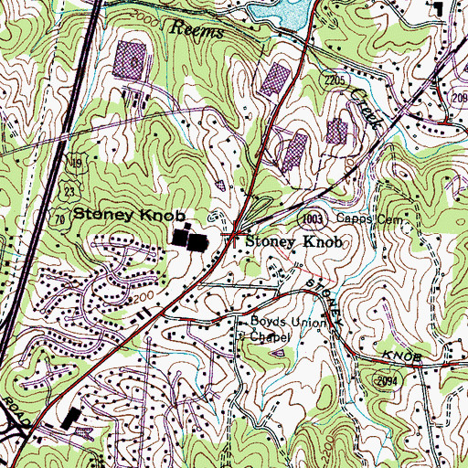 Topographic Map of Stoney Knob, NC