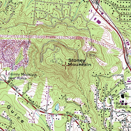 Topographic Map of Stoney Mountain, NC