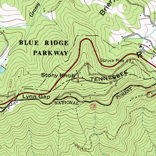 Topographic Map of Stony Knob, NC