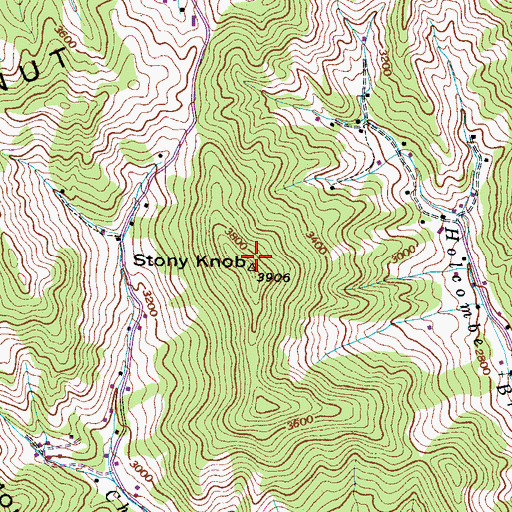 Topographic Map of Stony Knob, NC