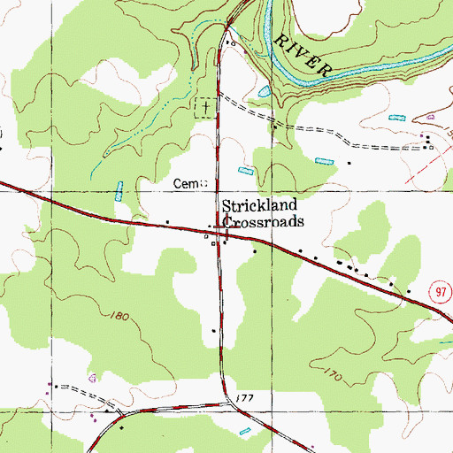 Topographic Map of Strickland Crossroads, NC
